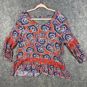 Studio‎ JPR Women Size XL Lined Boho Mauve Red Tunic Top Blouse Shirt